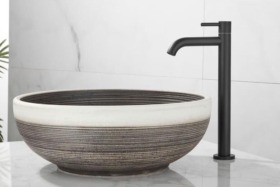 SaniClear Fonteinkraan Nero | Opbouw | Koudwater kraan | Hoog model | 1-hendel | Rond | Mat zwart - Foto 3