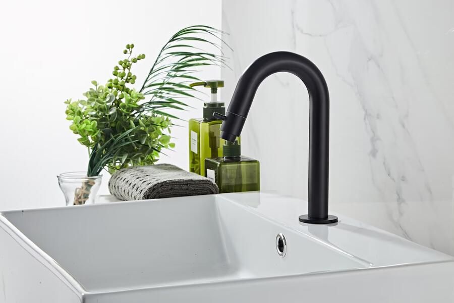 SaniClear Fonteinkraan Nero | Opbouw | Koudwater kraan | Standaard model | 1-knop | Rond | Mat zwart - Foto 2