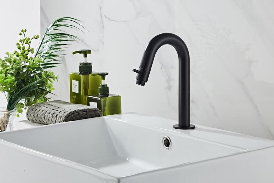 SaniClear Fonteinkraan Nero | Opbouw | Koudwater kraan | Standaard model | 1-knop | Rond | Mat zwart - Foto 3