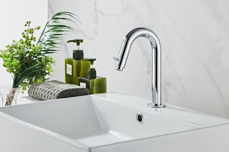 SaniClear Fonteinkraan Talpa | Opbouw | Koudwater kraan | Standaard model | 1-knop | Rond | Chroom - Foto 2