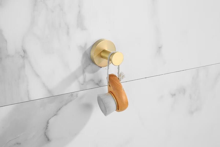 SaniClear Handdoek haak Brass | Wandmontage | Messing | Rond | Geborsteld messing Mat goud