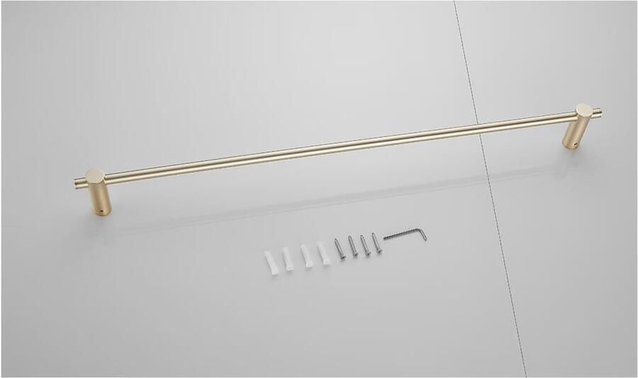 SaniClear Handdoek houder Academy | Wandmontage | 60 cm | Enkel houder | Geborsteld messing mat goud - Foto 2