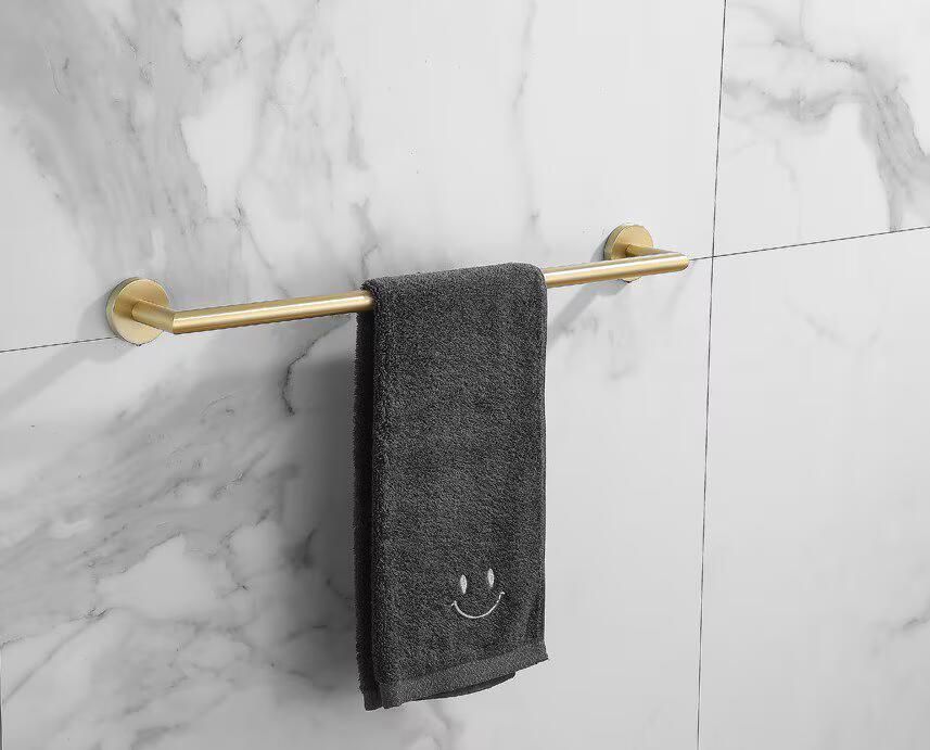 SaniClear Handdoek houder Brass | Wandmontage | Messing | Rond | Geborsteld messing Mat goud