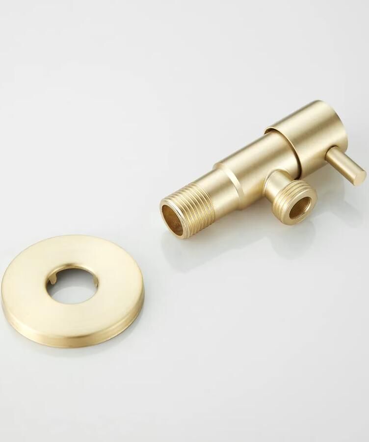 SaniClear Hoekstopkraan Brass | 1 2x1 2" | Geborsteld messing Goud mat