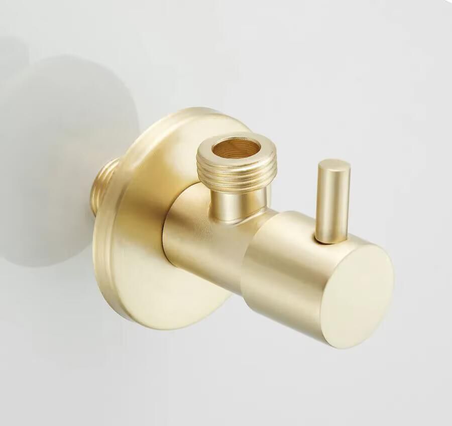 SaniClear Hoekstopkraan Brass | Met flexibele aansluitslang (30 cm) | 1 2x1 2" | Geborsteld messing mat goud