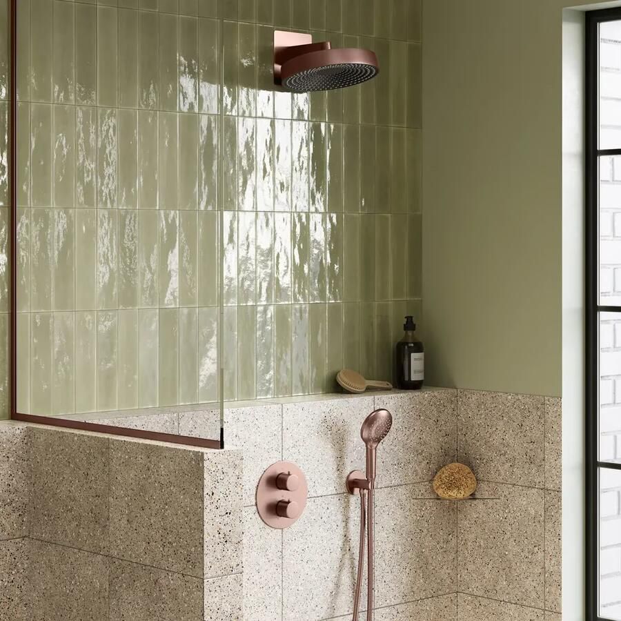 SaniClear Hoofddouche Evolution | 30 cm | Rond | Geborsteld koper