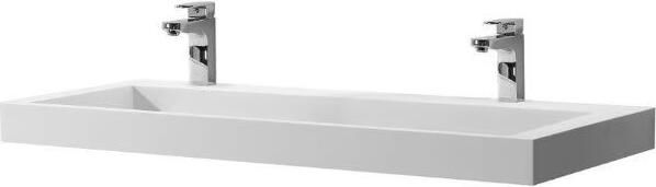 SaniClear Hoya wastafel met 2 kraangaten 120x45.5x11 cm solid surface wit mat - Foto 3