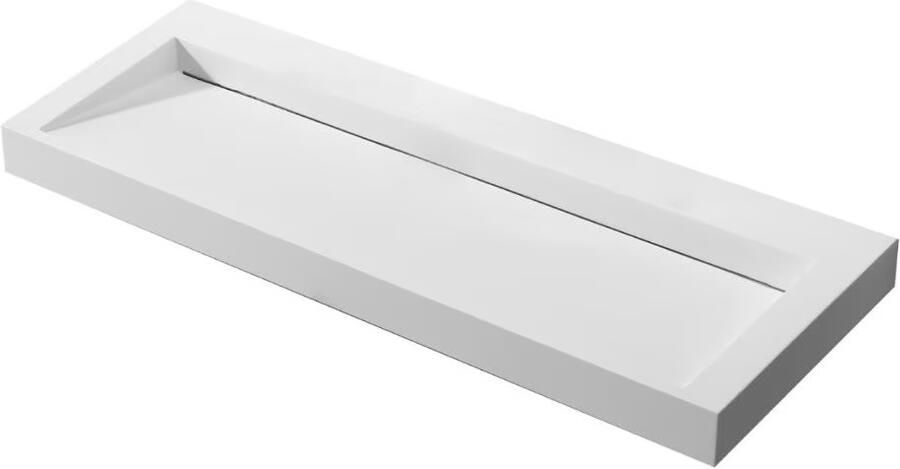 SaniClear Hoya wastafel zonder kraangat 120x45.5x11 cm solid surface wit mat