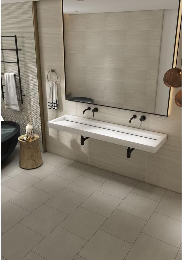 SaniClear Hoya wastafel zonder kraangat 140x45.5x8 cm solid surface wit mat - Foto 2