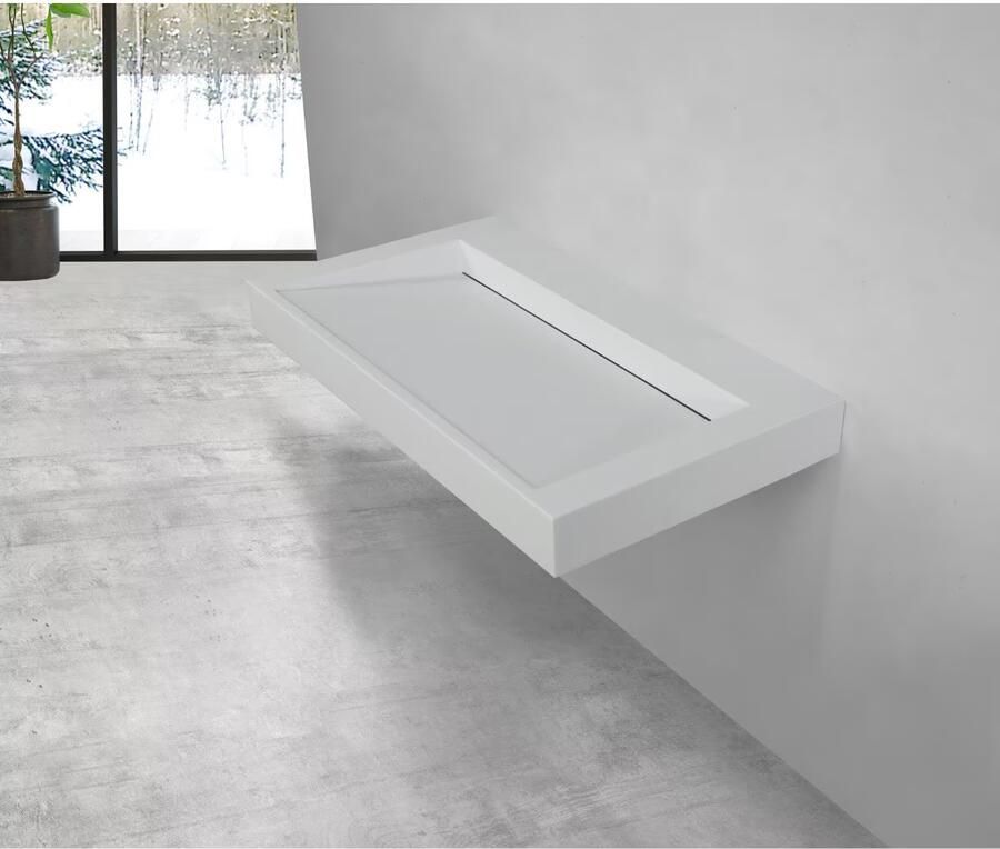 SaniClear Hoya wastafel zonder kraangat 80x45.5x8 cm solid surface wit mat