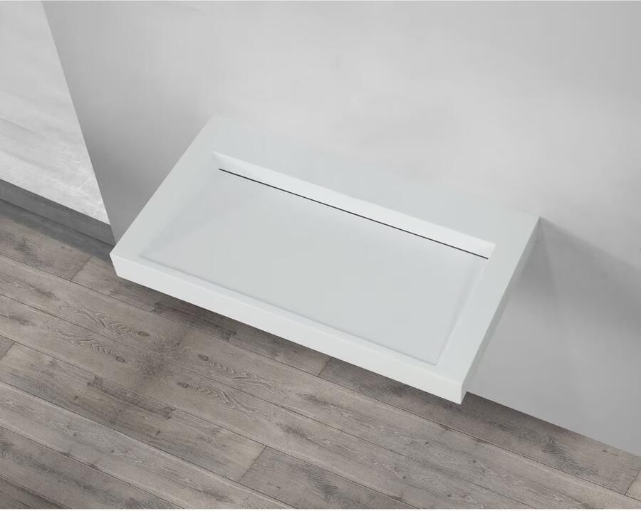 SaniClear Hoya wastafel zonder kraangat 80x45.5x8 cm solid surface wit mat - Foto 2
