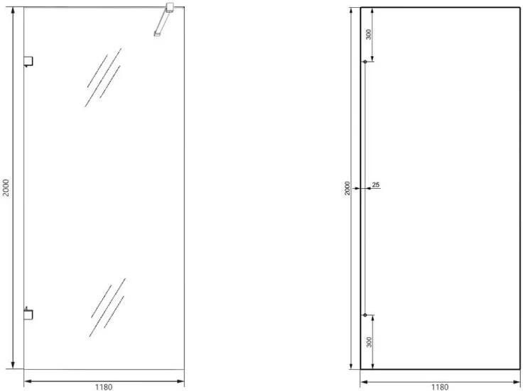 SaniClear Inloopdouche Antique | 120x200 cm | Profielloze | Incl.Stabilisatiestang | Helder glas | Verouderd messing beslag - Foto 3
