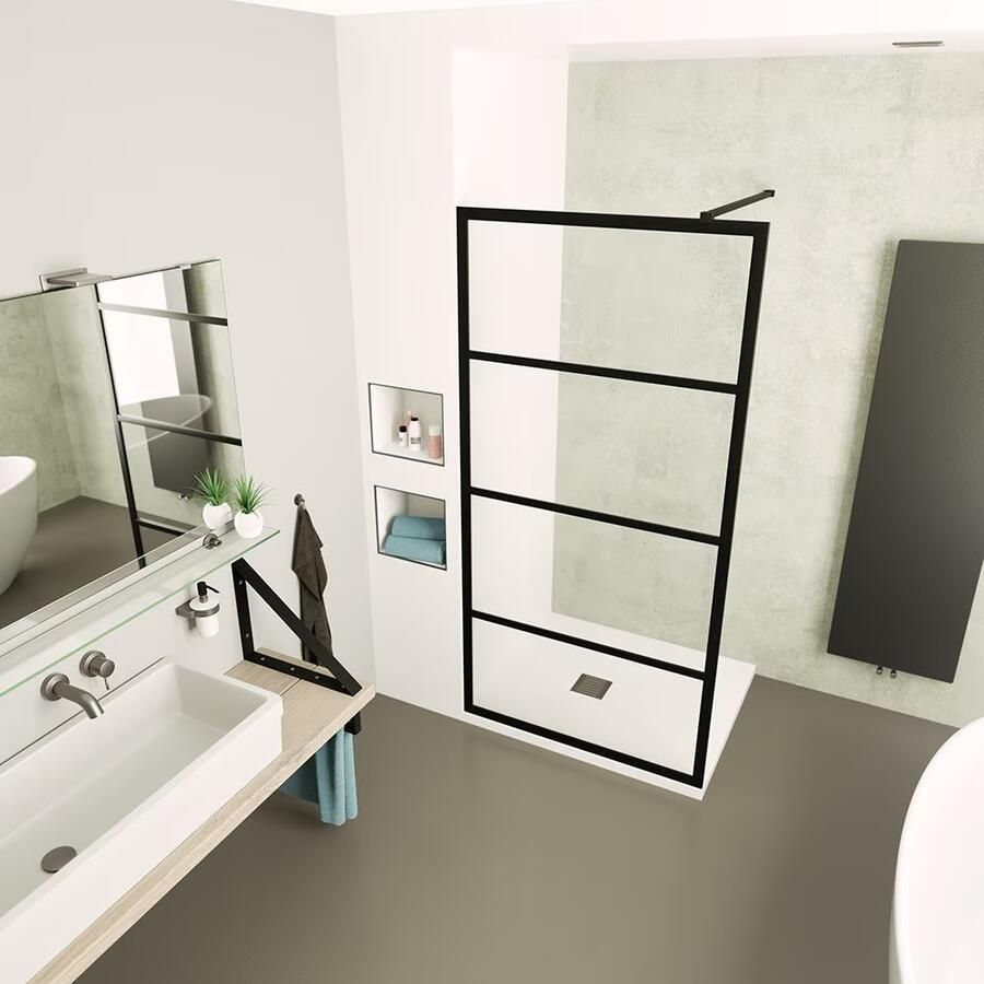 SaniClear Inloopdouche Nero | 100x200 cm | Helder glas | Mat zwart beslag - Foto 2