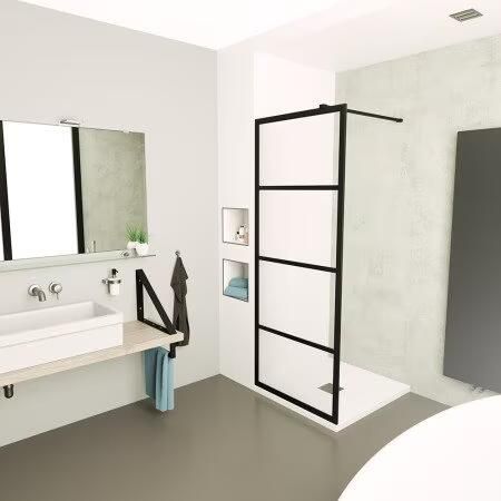 SaniClear Inloopdouche Nero | 80x200 cm | Helder glas | Mat zwart beslag - Foto 3