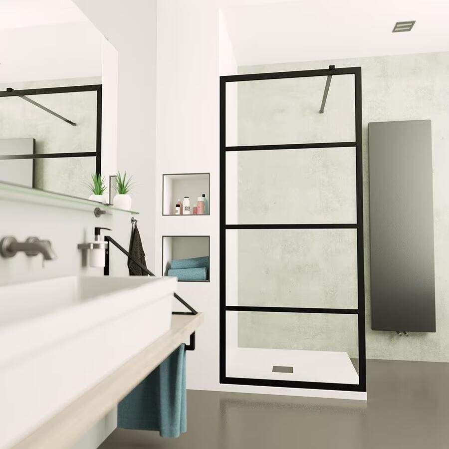 SaniClear Inloopdouche Nero | 90x200 cm | Helder glas | Mat zwart beslag - Foto 3