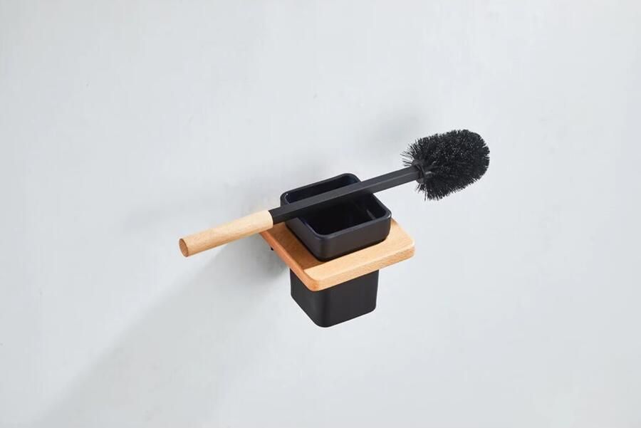 SaniClear Lumber toilet borstel met houder messing Mat zwart - Foto 2