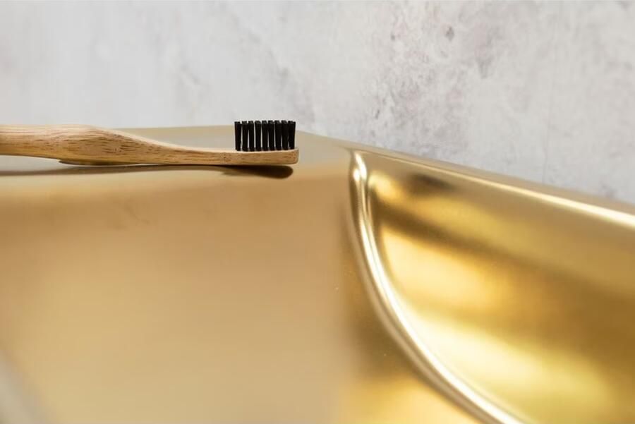 SaniClear Oro fontein mat goud 40x22cm links