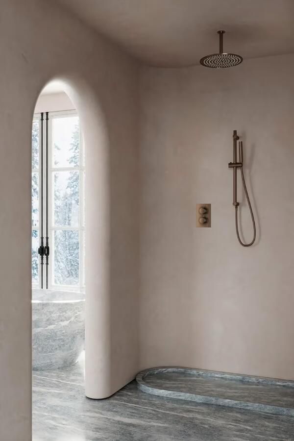 SaniClear Regendouche set Antique | Inbouw | 20 cm | Thermostaatkraan | Rond | Verouderd messing - Foto 3