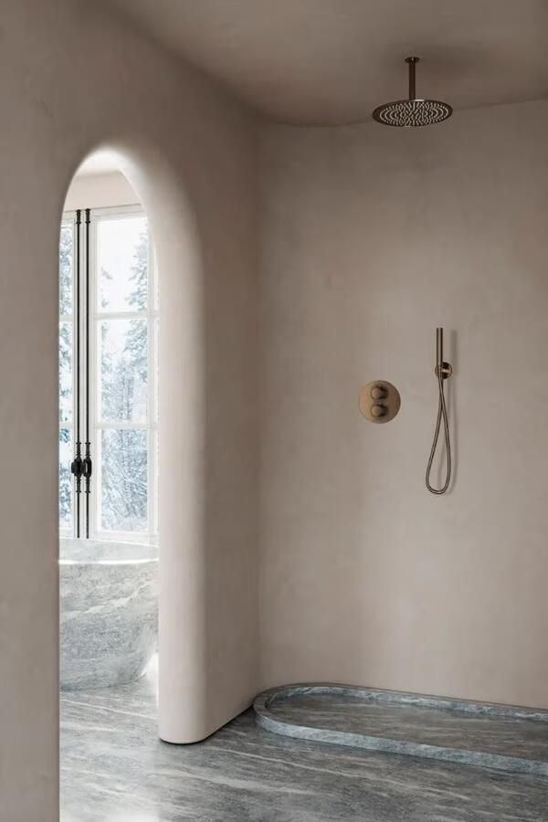 SaniClear Regendouche set Antique | Inbouw | 30 cm | Thermostaatkraan | Rond | Verouderd messing - Foto 3