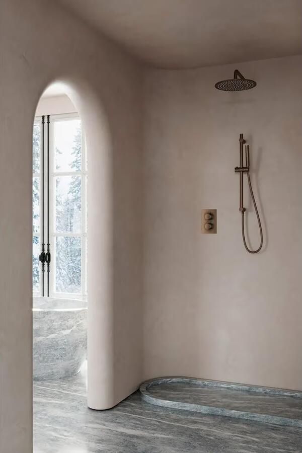SaniClear Regendouche set Antique | Inbouw | 30 cm | Thermostaatkraan | Rond | Verouderd messing - Foto 3