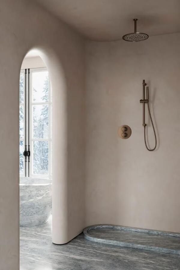 SaniClear Regendouche set Antique | Inbouw | 30 cm | Thermostaatkraan | Rond | Verouderd messing - Foto 3