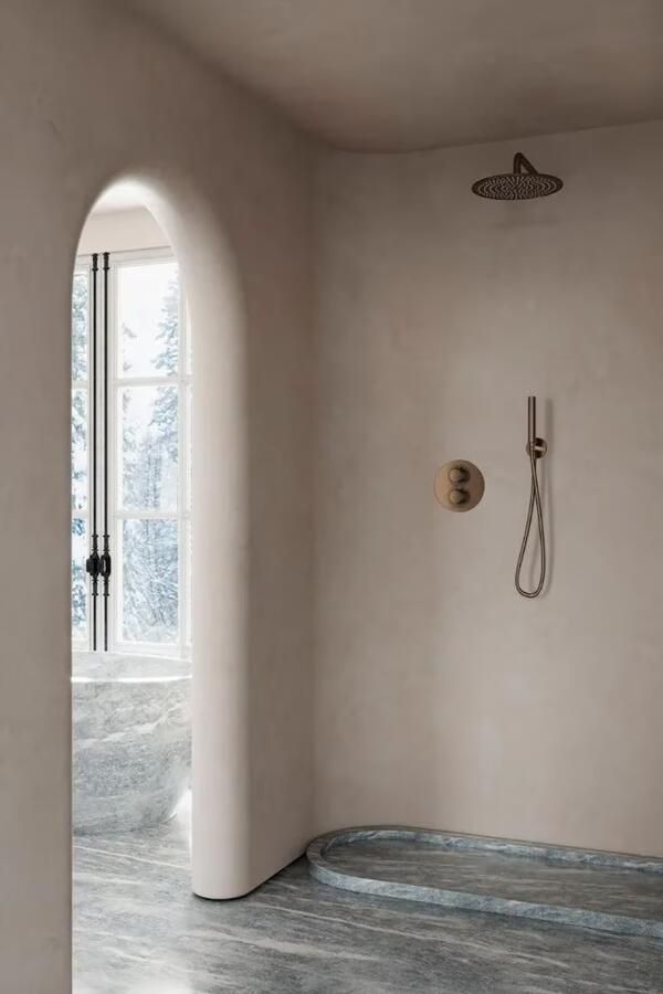 SaniClear Regendouche set Antique | Inbouw | 30 cm | Thermostaatkraan | Rond | Verouderd messing - Foto 3