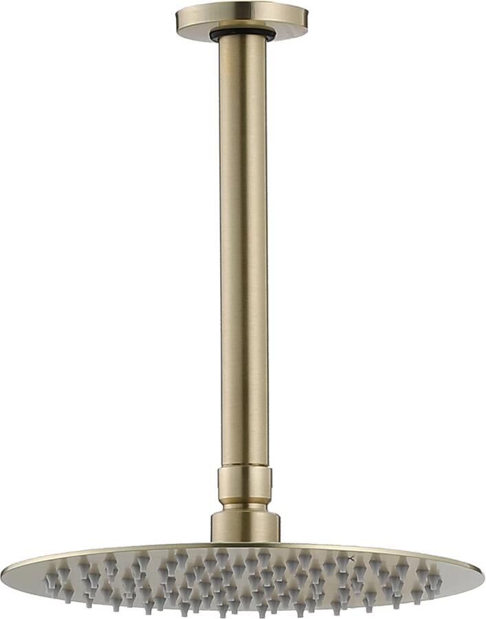 SaniClear Regendouche set Brass Pro | Inbouw | Thermostaatkraan | 2-weg | Rond | Geborsteld messing