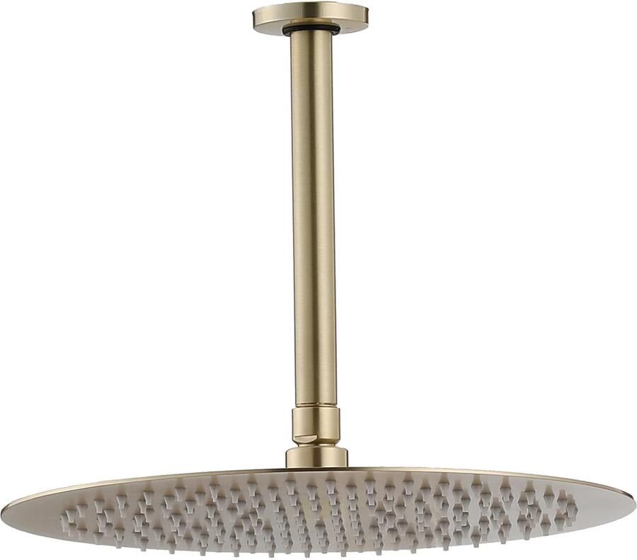SaniClear Regendouche set Brass Pro | Inbouw | Thermostaatkraan | 2-weg | Rond | Geborsteld messing