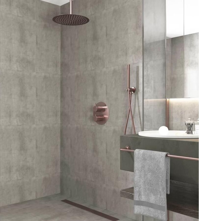 SaniClear Regendouche set Copper | Inbouw | 30 cm | Thermostaatkraan | 2-weg | Rond | Geborsteld koper - Foto 2