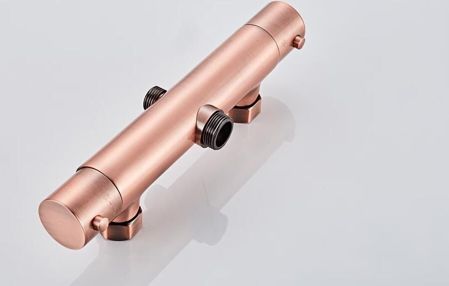 SaniClear Regendouche set Copper | Opbouw | Thermostaatkraan | 2-weg | Rond | Geborsteld koper