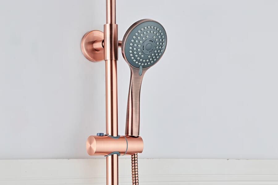 SaniClear Regendouche set Copper | Opbouw | Thermostaatkraan | 2-weg | Rond | Geborsteld koper - Foto 3