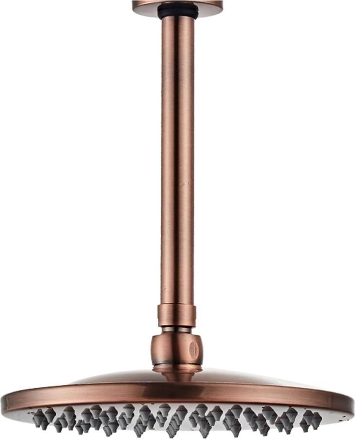 SaniClear Regendouche set Copper Pro | Inbouw | Thermostaatkraan | 2-weg | Rond | Geborsteld koper