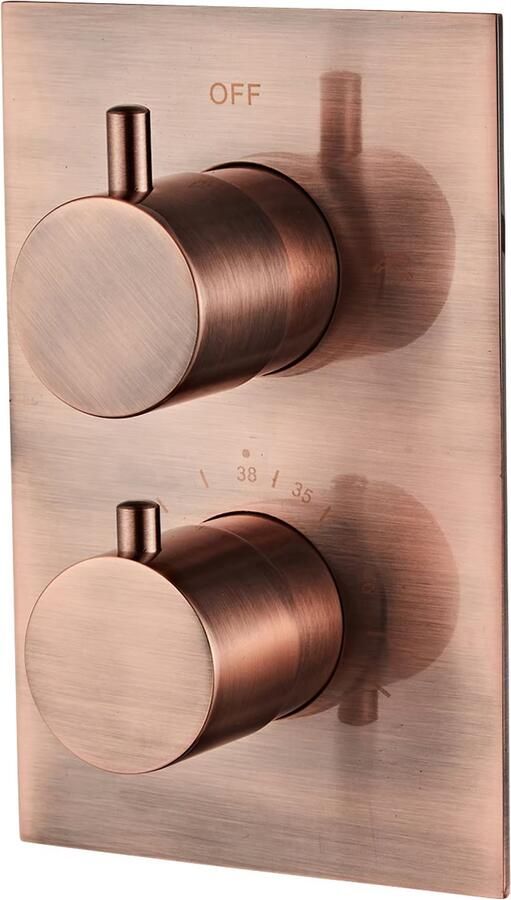 SaniClear Regendouche set Copper Pro | Inbouw | Thermostaatkraan | 2-weg | Rond | Geborsteld koper Zwart