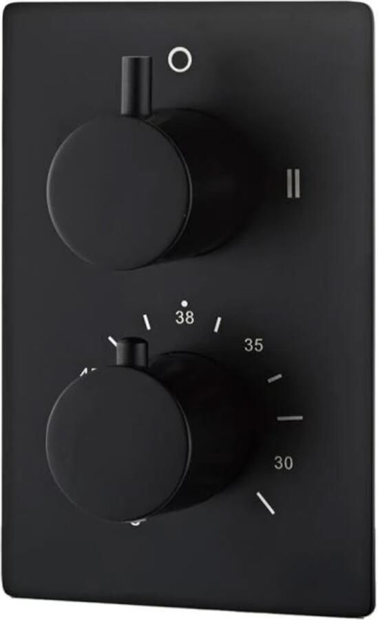 SaniClear Regendouche set Cube | Inbouw | 30x30 cm | Thermostaatkraan | Incl.Inbouwdeel | 2-weg | Rond | Mat zwart - Foto 3