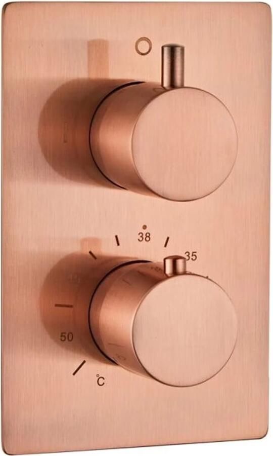 SaniClear Regendouche set Cube | Inbouw | 30x30 cm | Thermostaatkraan | Incl.Inbouwdeel | 2-weg | Rond | Geborsteld koper - Foto 2