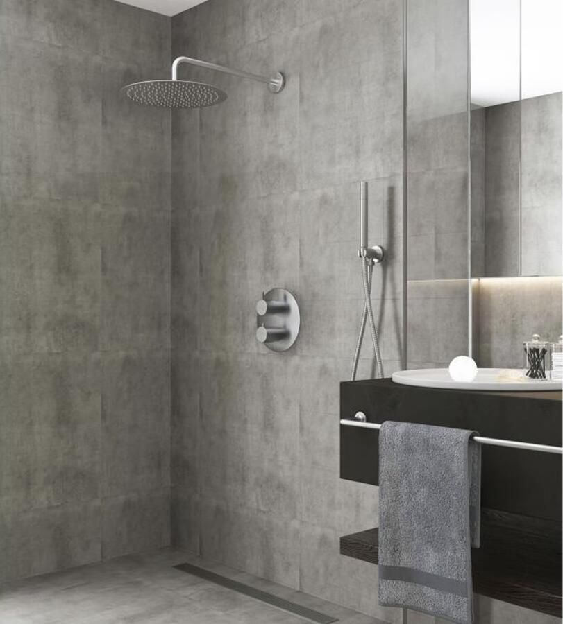 SaniClear Regendouche set Exclusive | Inbouw | 20 cm | Thermostaatkraan | 2-weg | Rond | RVS look