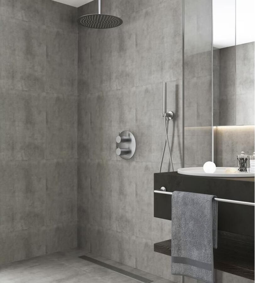 SaniClear Regendouche set Exclusive | Inbouw | 30 cm | Thermostaatkraan | 2-weg | Rond | RVS look