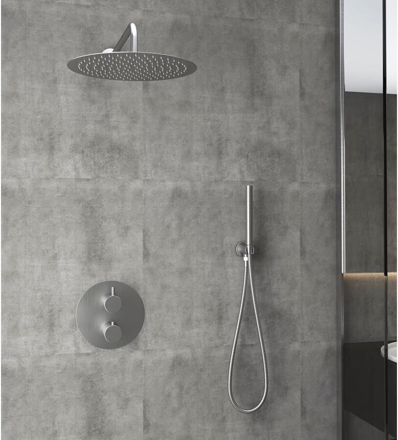 SaniClear Regendouche set Exclusive | Inbouw | 30 cm | Thermostaatkraan | 2-weg | Rond | RVS look