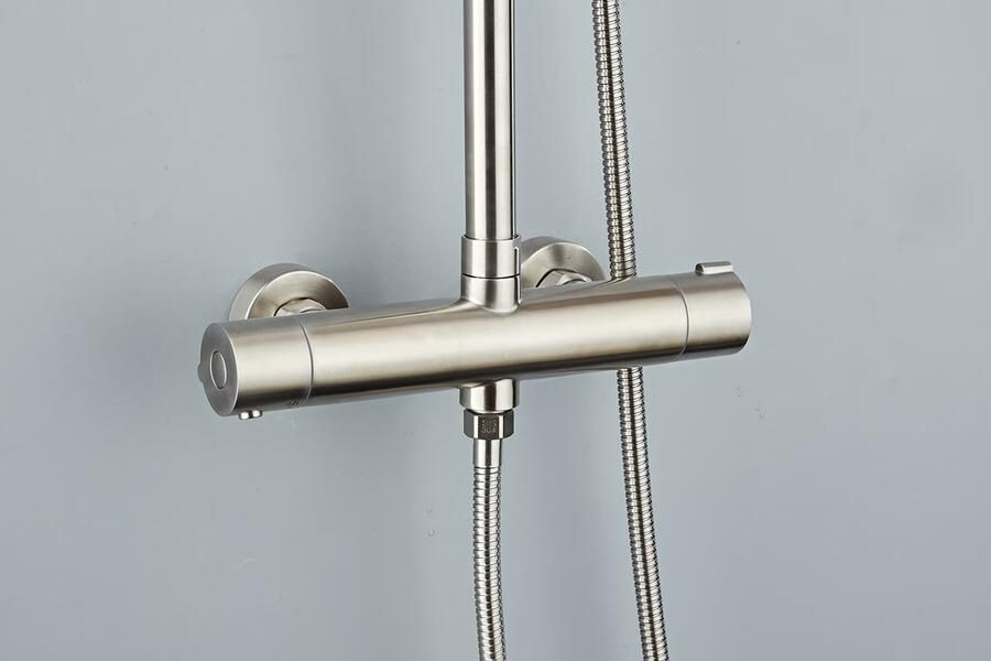 SaniClear Regendouche set Inox | Opbouw | Thermostaatkraan | 2-weg | Rond | RVS look - Foto 3