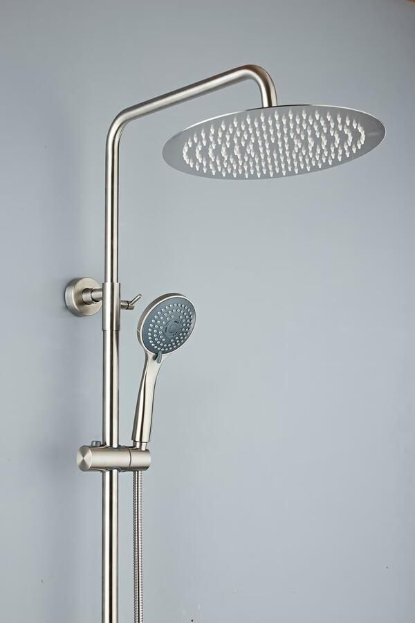 SaniClear Regendouche set Inox | Opbouw | Thermostaatkraan | 2-weg | Rond | RVS look