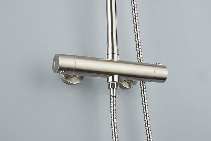 SaniClear Regendouche set Inox | Opbouw | Thermostaatkraan | 2-weg | Rond | RVS look - Foto 2