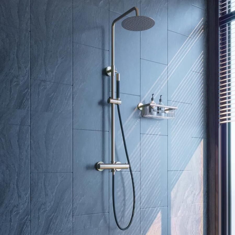 SaniClear Regendouche set Exclusive Pro | Opbouw | 20 cm | Thermostaatkraan | 2-weg | Rond | RVS Zwart - Foto 2