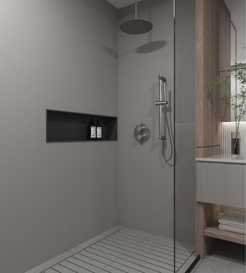 SaniClear Regendouche set Iron | Inbouw | 20 cm | Thermostaatkraan | 2-weg | Rond | Verouderd ijzer Gunmetal