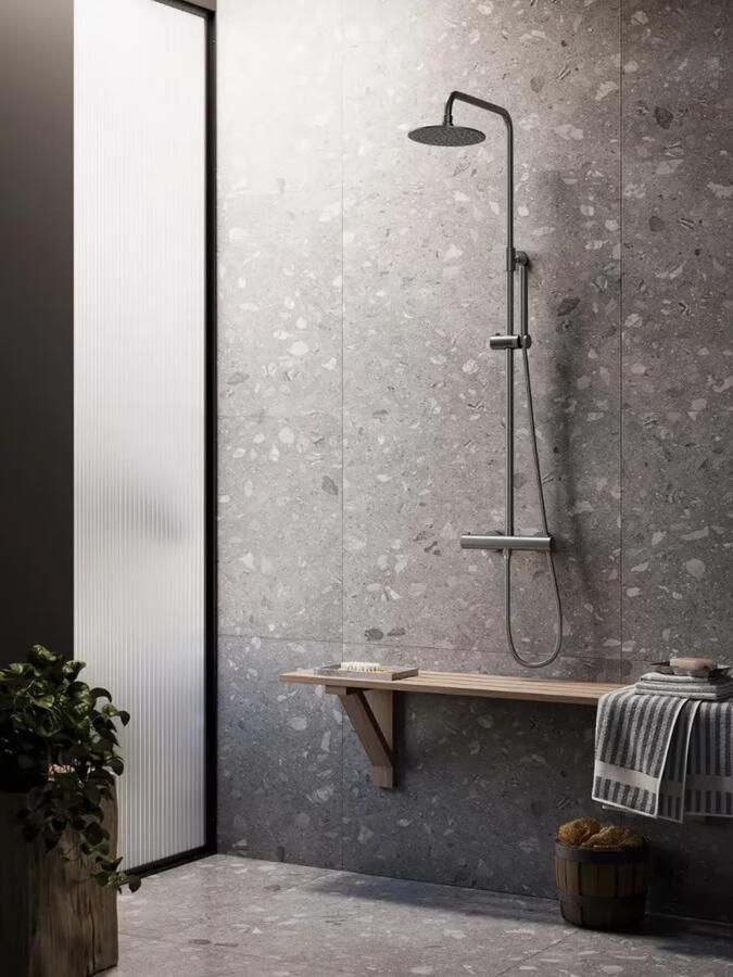 SaniClear Regendouche set Iron | Opbouw | 30 cm | Thermostaatkraan | 2-weg | Rond | Verouderd ijzer Gunmetal - Foto 3