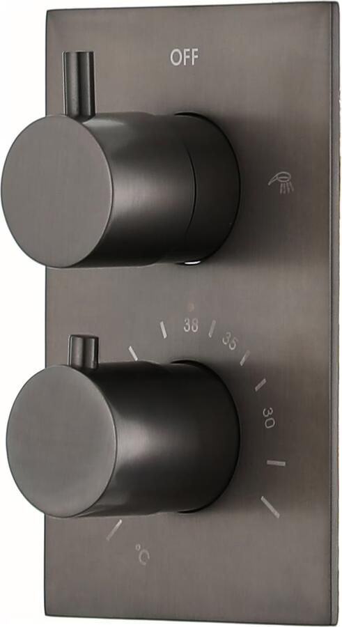 SaniClear Regendouche set Iron Pro | Inbouw | Thermostaatkraan | 2-weg | Rond | Verouderd ijzer gunmetal