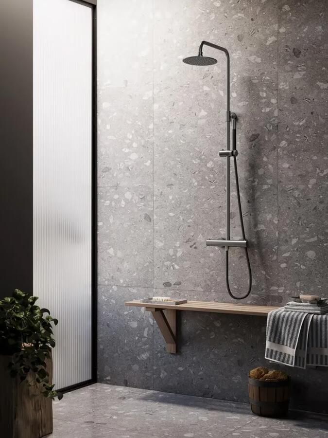 SaniClear Regendouche set Iron Pro | Opbouw | 30 cm | Thermostaatkraan | 2-weg | Rond | Verouderd ijzer Gunmetal - Foto 3