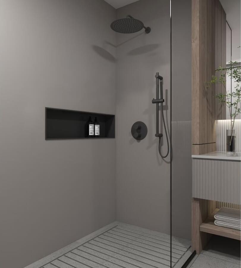 SaniClear Regendouche set Nero | Inbouw | 20 cm | Thermostaatkraan | 2-weg | Rond | Mat zwart