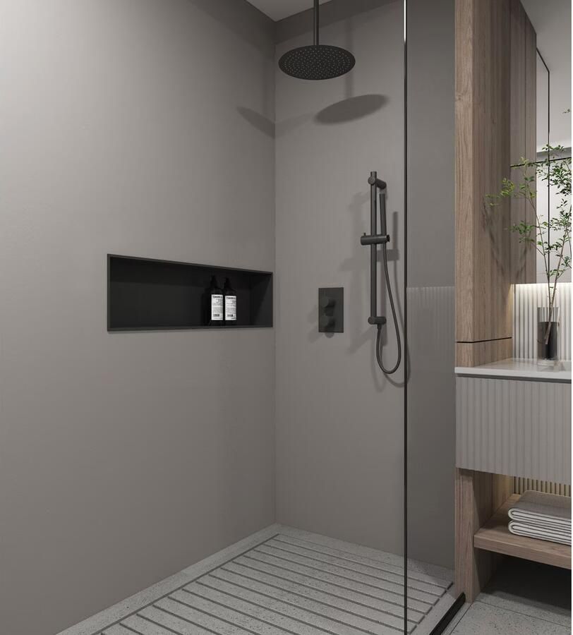 SaniClear Regendouche set Nero | Inbouw | 20 cm | Thermostaatkraan | Rond | Mat zwart