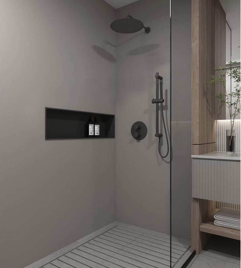 SaniClear Regendouche set Nero | Inbouw | 30 cm | Thermostaatkraan | 2-weg | Rond | Mat zwart