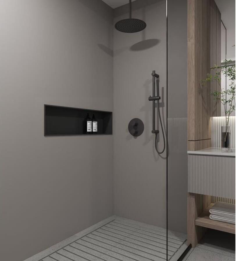SaniClear Regendouche set Nero | Inbouw | 30 cm | Thermostaatkraan | 2-weg | Rond | Mat zwart